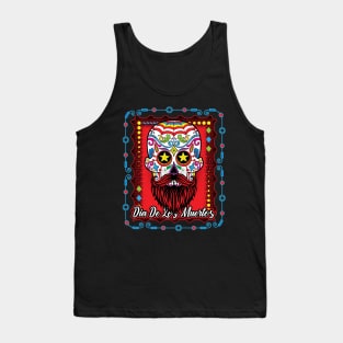 Day Of The Dead Sugar Skull Beard Red Tank Top